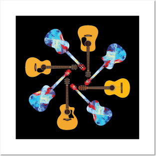 Circular Pattern of Natural Acoustic Guitars Posters and Art